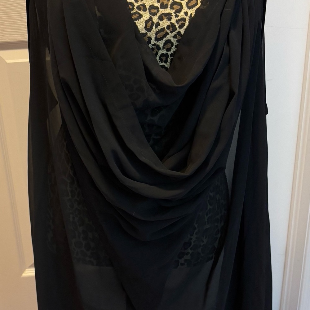 Black Sheer Drape Vest 3X/4X